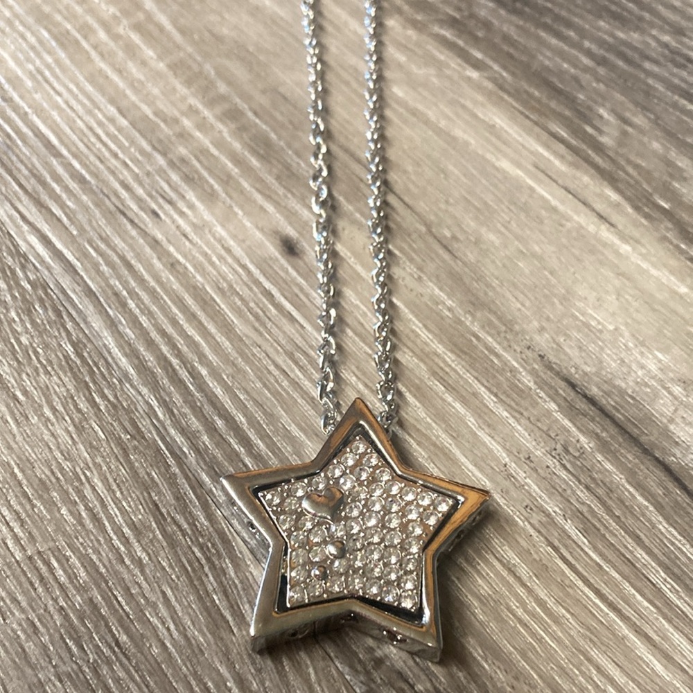 Crystal Swinging Silver Star Necklace
